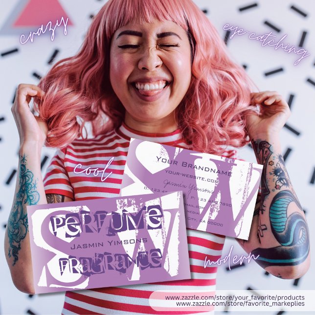 Modern Lilac Purple and White Chic with Monogram Business Card (Creator Uploaded)