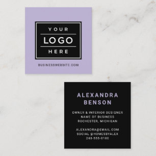 Modern Lilac Purple Custom Business Logo Square Business Card