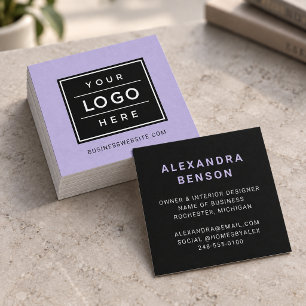 Modern Lilac Purple Custom Business Logo Square Business Card