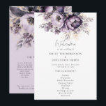 Modern Lilac Purple Florals Wedding Program Invitation<br><div class="desc">Modern Lilac Purple Florals Fall Wedding Program.  Beautiful florals in decorate the top on each side in with a set script for Welcome. The rest of the text on both sides can be easily personalised. Also available digitally.</div>