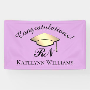 Modern Lilac Purple Gold Nurse Graduation Party Banner