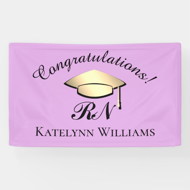 Modern Lilac Purple Gold Nurse Graduation Party Banner (Horizontal)