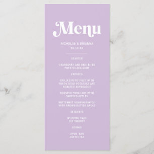 Modern Lilac Purple Wedding Menu