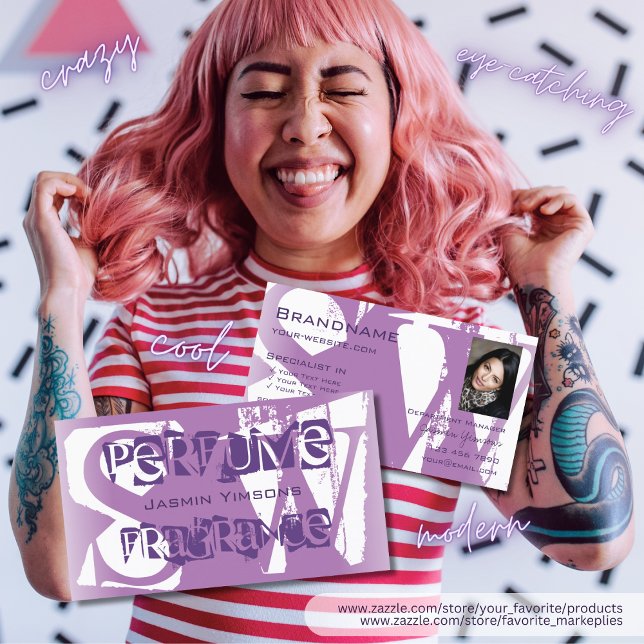 Modern Lilac Purple White with Photo and Monogram Business Card (Creator Uploaded)