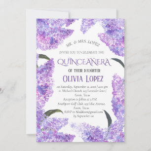 Modern Lilac Quinceañera Purple Lavender Birthday  Invitation