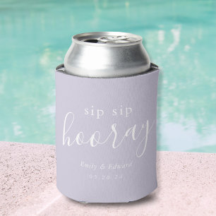 Modern Lilac Sip Sip Hooray Wedding Favour Can Cooler