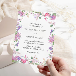 Modern Lilac Watercolor Floral Wedding Invitation