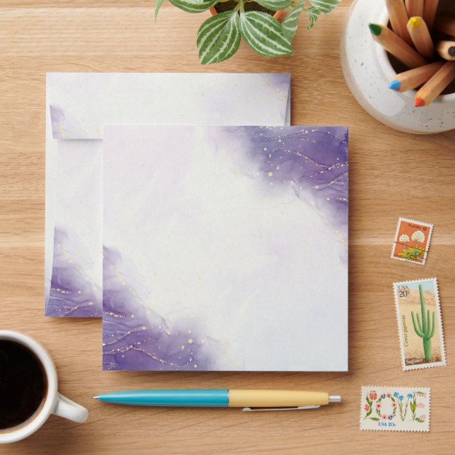 Modern Lilac wedding invitation Envelope (Desk)