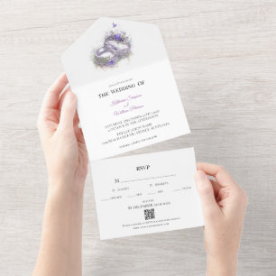 Modern Lilac Wedding Statement  All In One Invitation