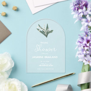 Modern Lily Of The Valley Bouquet Bridal Shower Acrylic Invitations
