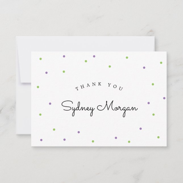 Modern Lime and Purple Polka Dots Thank You (Front)