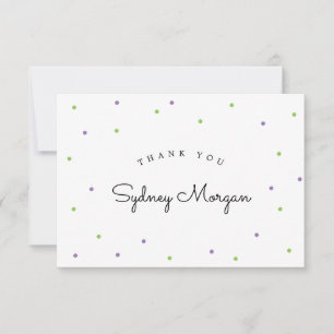 Modern Lime and Purple Polka Dots Thank You