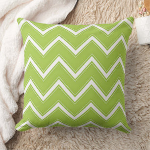 Modern Lime Green Chevron Zig Zag Pattern Cushion