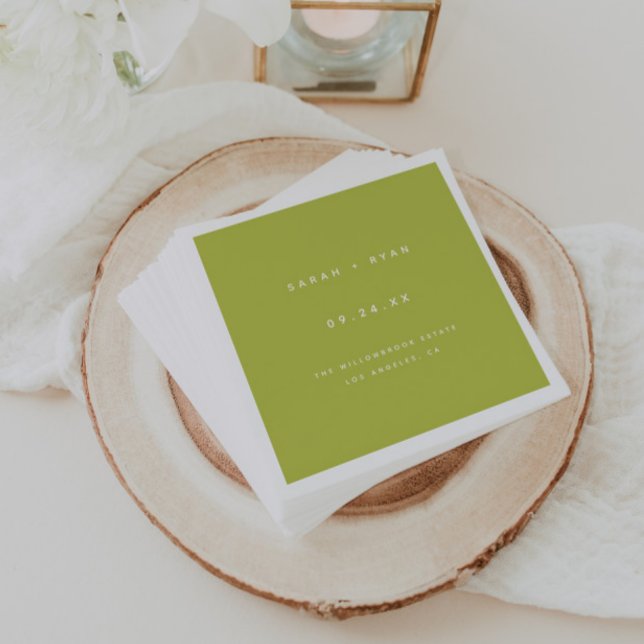 Modern Lime Green Custom Wedding Names Napkin (Creator Uploaded)