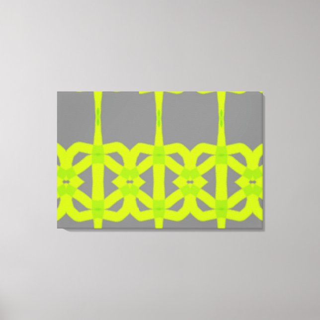 Modern Lime Green Grey Abstract Custom Canvas Art (Front)