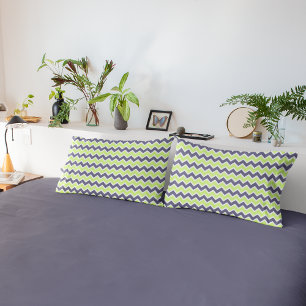 Modern Lime Green Grey Chevron Pattern Pillowcase