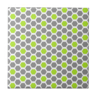 Modern Lime Green Grey Hexagon Geometric Pattern