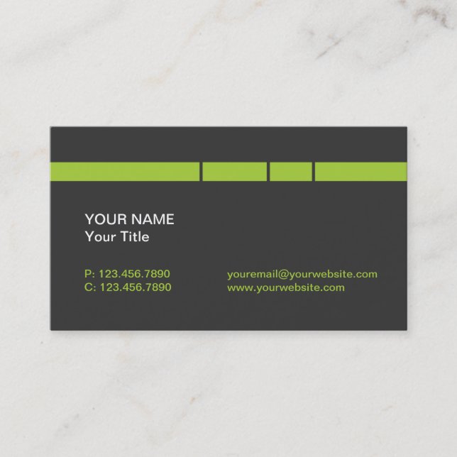 Modern Lime Green/Grey Lines and stripes Business Card (Front)
