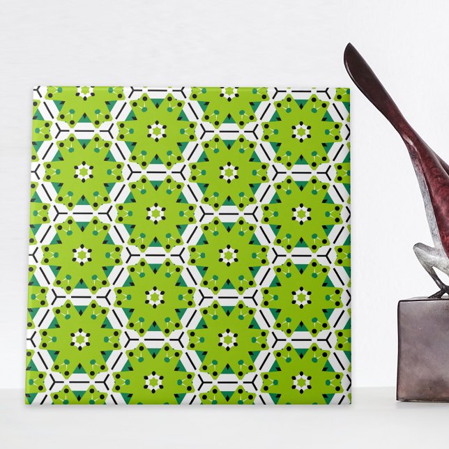 Modern Lime Green Hexagon Geometric Pattern Tile (Creator Uploaded)