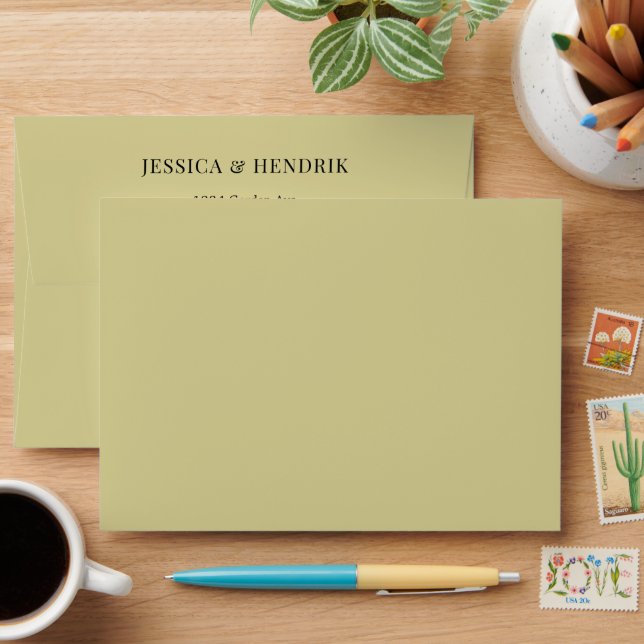 Modern Lime Green Minimalist Elegant Envelope (Desk)