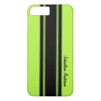 Modern Lime Green Racing Stripes With Name