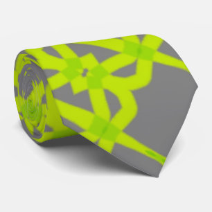 Modern Lime Green Silver Grey Pattern Tie