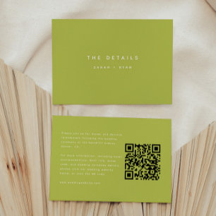 Modern Lime Green Wedding Details QR Code Enclosure Card