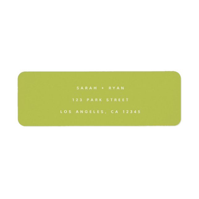 Modern Lime Green Wedding Return Address (Front)