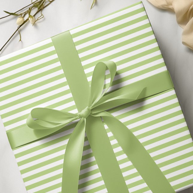 Modern Lime Green White Narrow Stripes Wrapping Paper (Creator Uploaded)