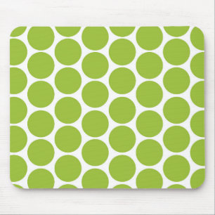 MODERN LIME GREEN, WHITE POLKA DOTS MOUSE MAT