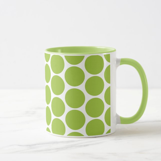 MODERN LIME GREEN, WHITE POLKA DOTS MUG (Right)
