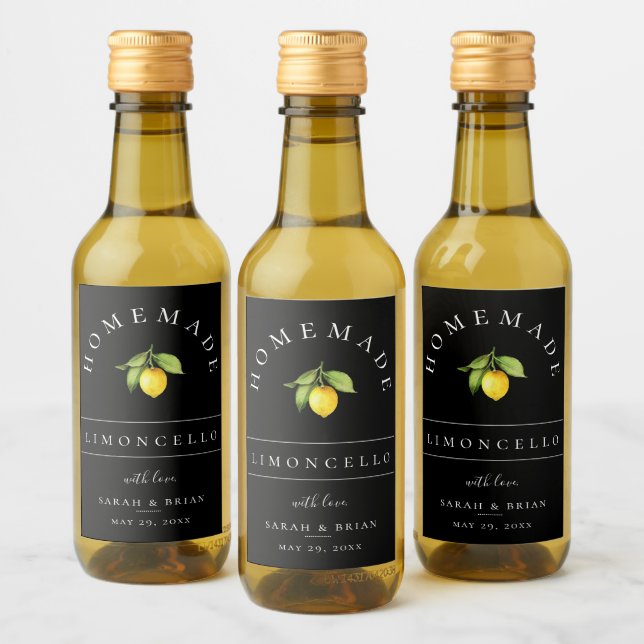 Modern Limoncello Black Mini Beverage Label (Bottles)
