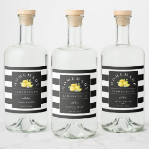 Modern Limoncello Black Stripe Beverage Label