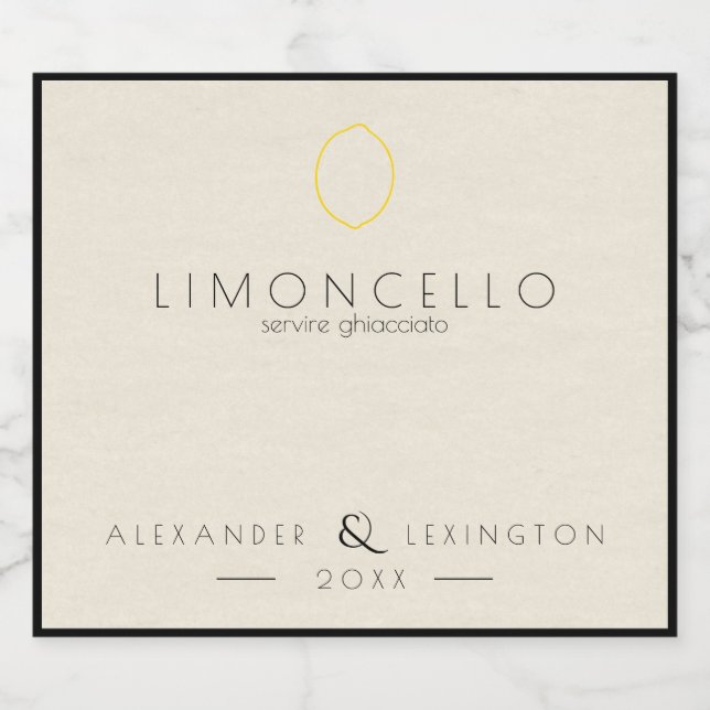 Modern Limoncello Wedding Favour Small Bottle | Beer Bottle Label (Single Label)