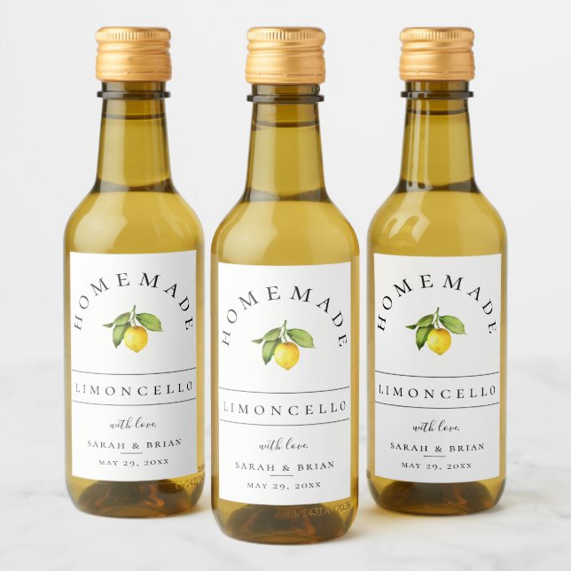 Modern Limoncello White Mini Beverage Label (Bottles)
