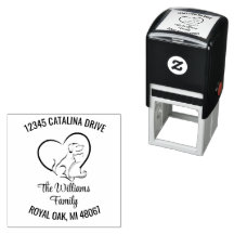 Modern Line Art Cat and Dog Return Address