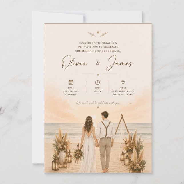 Modern Line Art Couple Invite (Front)