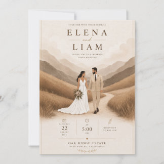 Modern Line Art Couple Invite