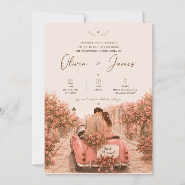 Modern Line Art Couple Invite (Front)