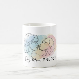 Modern Line Art Dog Mum Energy Watercolor Coffee Mug