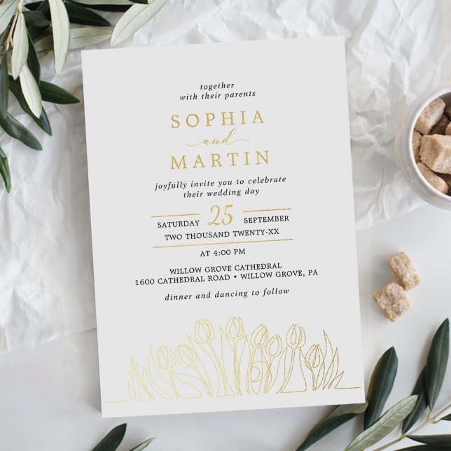 Modern Line Art Floral Wedding Gold (Creator Uploaded)