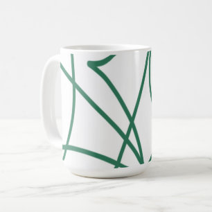 Modern Line Art: Green on White Coffee Mug