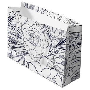 Modern Line Art Hand Drawn Floral Girly Design Large Gift Bag