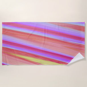 Modern Line Art Mostly Pink Smudged Beach Towel