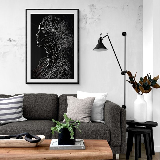 Modern Line Art Woman Portrait Ai Art Poster (Creator Uploaded)