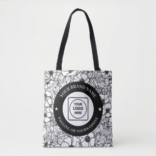 Modern Line Artwork Logo Custom Editable Branding Tote Bag
