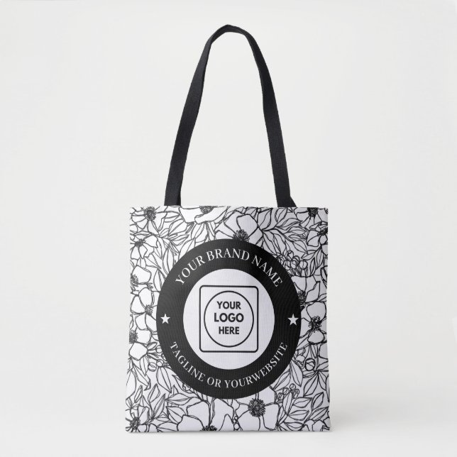 Modern Line Artwork Logo Custom Editable Branding Tote Bag (Front)