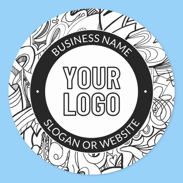 Modern Line Artwork & Your Logo w/Editable Text Classic Round Sticker (Creator Uploaded)