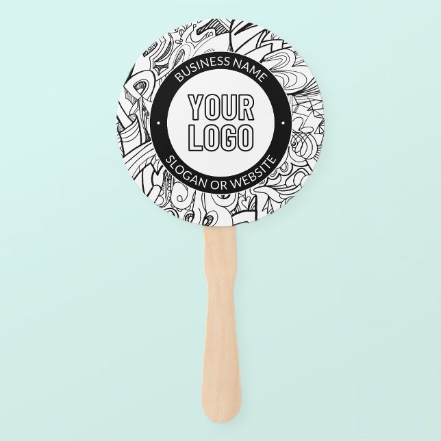 Modern Line Artwork & Your Logo w/Editable Text Hand Fan (Creator Uploaded)