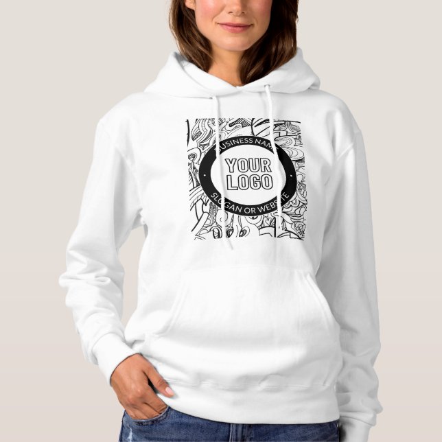 Modern Line Artwork & Your Logo w/Editable Text Hoodie (Front)